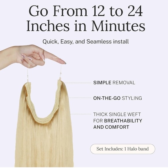 20” Beachy Blonde #613 Zala Halo 1pc 100% Human Hair Extensions 150g IT#CE4 - Picture 10 of 14